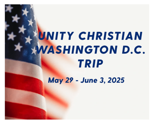 A picture of the american flag with text that reads " unity christian washington d. C trip may 2 9-june 3, 2 0 2