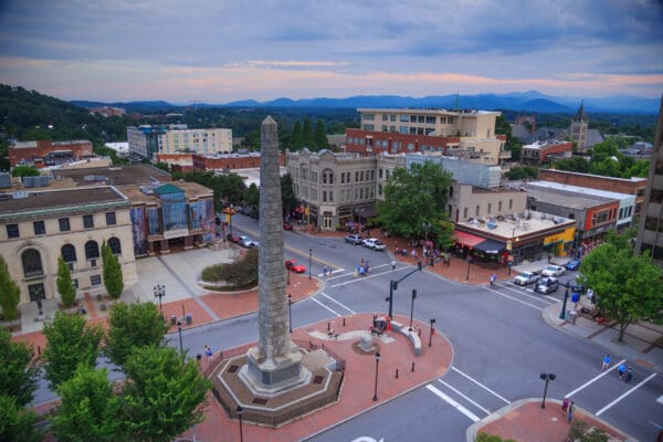 A view of the city from above.