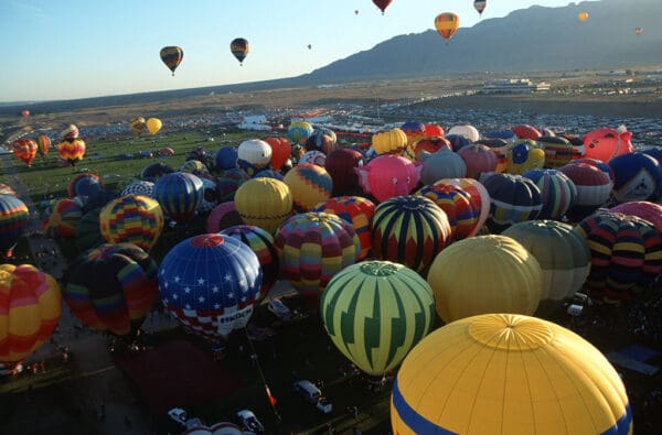 Colorful hot air balloons festival.