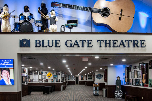 Blue Gate Theatre entrance with polar bears.