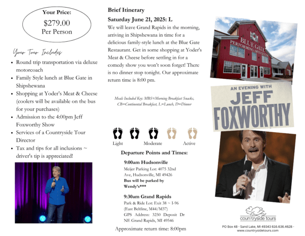 Jeff Foxworthy comedy show trip.